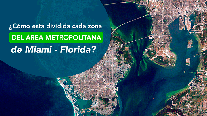 ¿Cómo está dividida cada zona del área metropolitana de Miami - Florida?