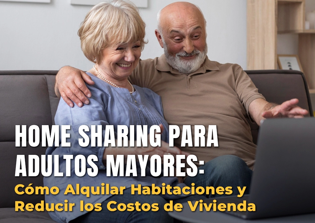 Pareja de adultos mayores usando una laptop en casa — home sharing